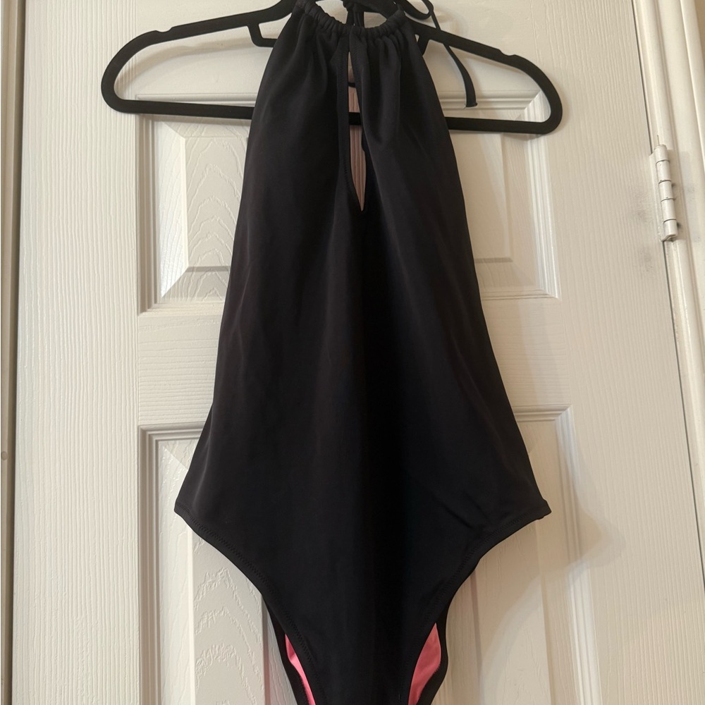 Victoria’s Secret PINK Black Halter Swimsuit with Pink Accents